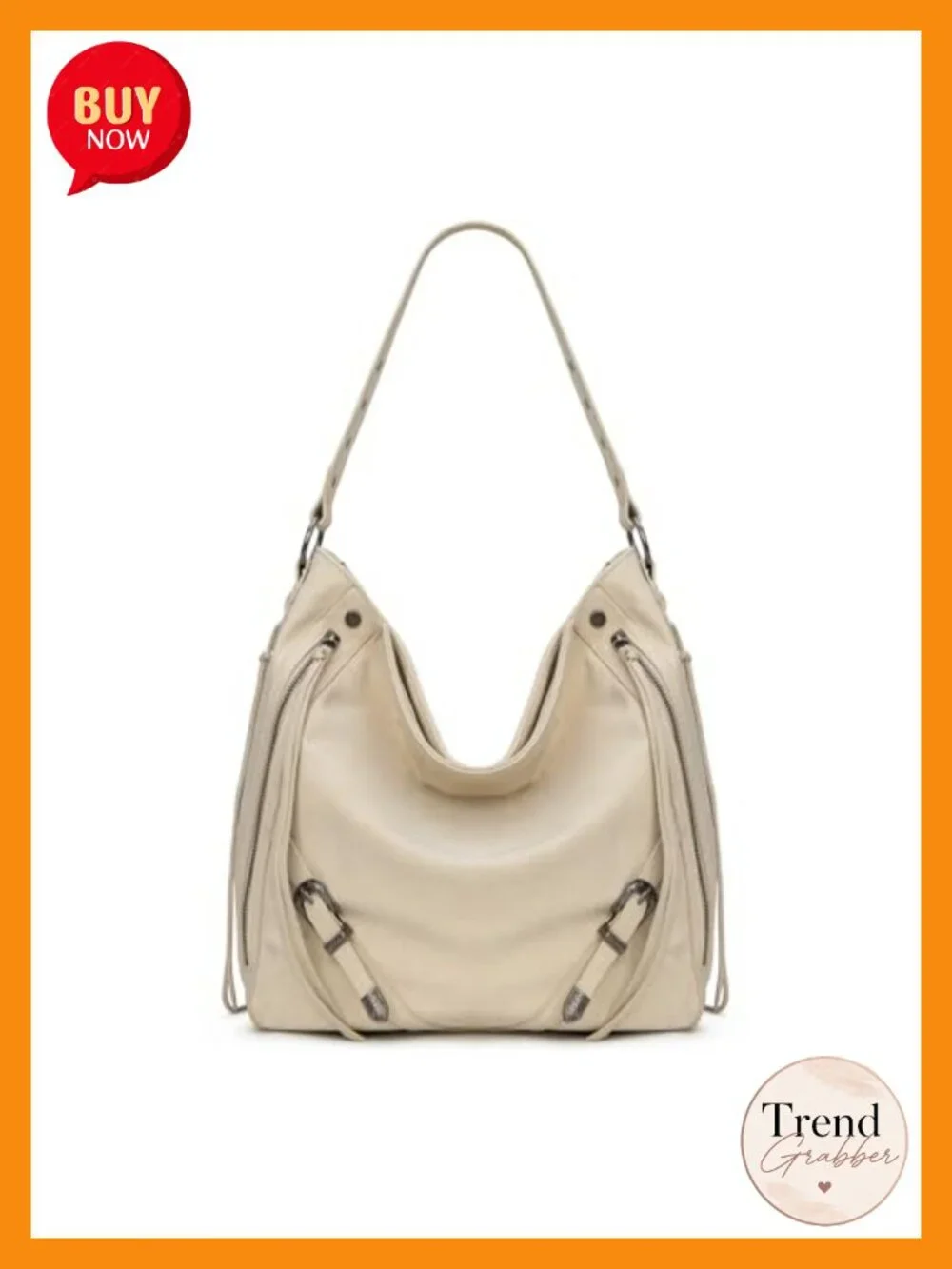 Large Hobo Faux Suede Shoulder Bag with Fringe and Buckle